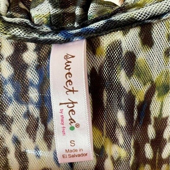 Sweet Pea Anthropologie Stacy Frati Nylon Mesh Top Tank Cami Blouse Blue Green S - Picture 4 of 4